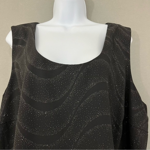 Dress Barn Black Swirk Sequin Sleeveless Lined Blouse NWOT - Picture 2 of 12